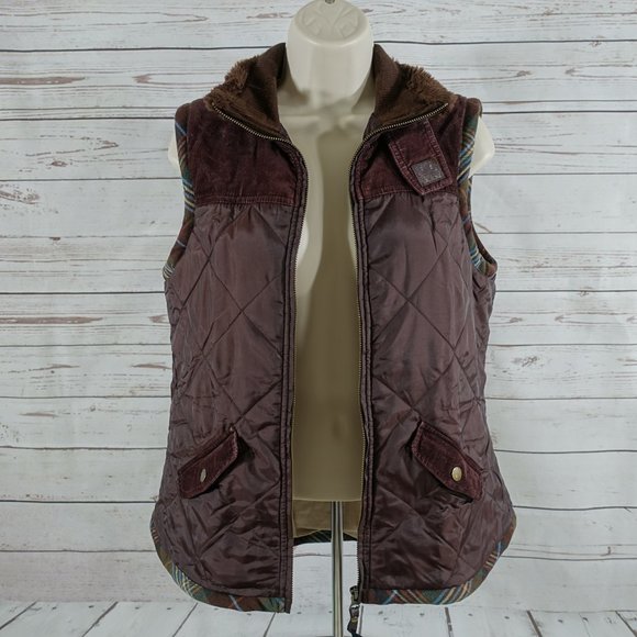 CAbi #694 Brown Quilted Vest Corduroy Trim Medium - Picture 2 of 9